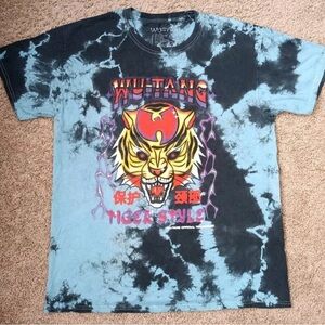 Wu-Tang Tiger Style Tie-Dye T-Shirt - Blue and Black